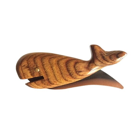 Wood whale pin with metal accent Primitive Mid Centruy - Picture 1 of 4